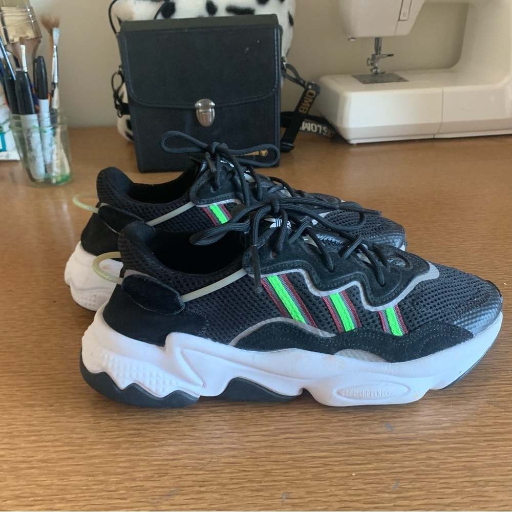 Adidas Ozweego black and green chunky sneakers size 8